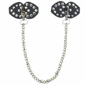 Studded Leather Pasties with Detachable Chain